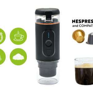 Máquina de espresso portátil – Batería recargable – Cápsulas Nespresso® o café molido – 18 bares